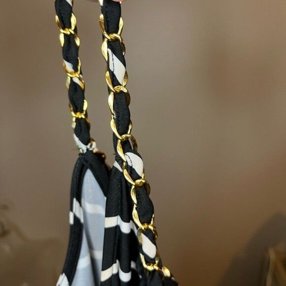 MSK Black/White/Red Striped Chained Neckline Jersey Shift Dress Size Large NWT - Picture 7 of 9